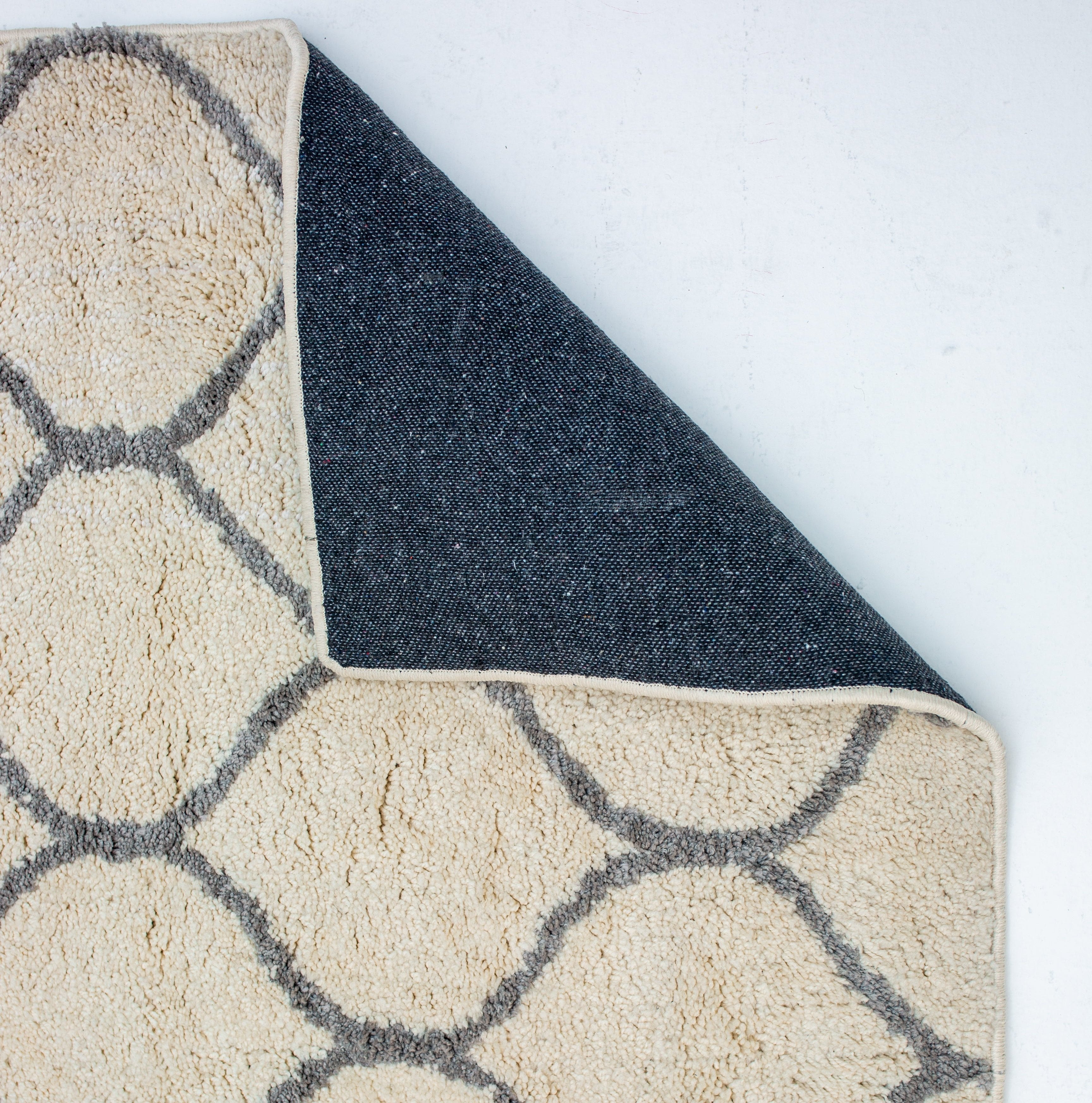Microfiber Moroccan Trellis Rug - Cream and Grey- Rectangle