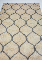Microfiber Moroccan Trellis Rug - Cream and Grey- Rectangle
