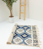 Tufted Cotton Dhurrie – Blue Diamond Design