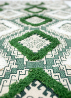 Tufted Cotton Dhurrie – Green Diamond Design