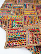 Contemporary Handmade Braided Rug - Jute and Chindi - Rectangular