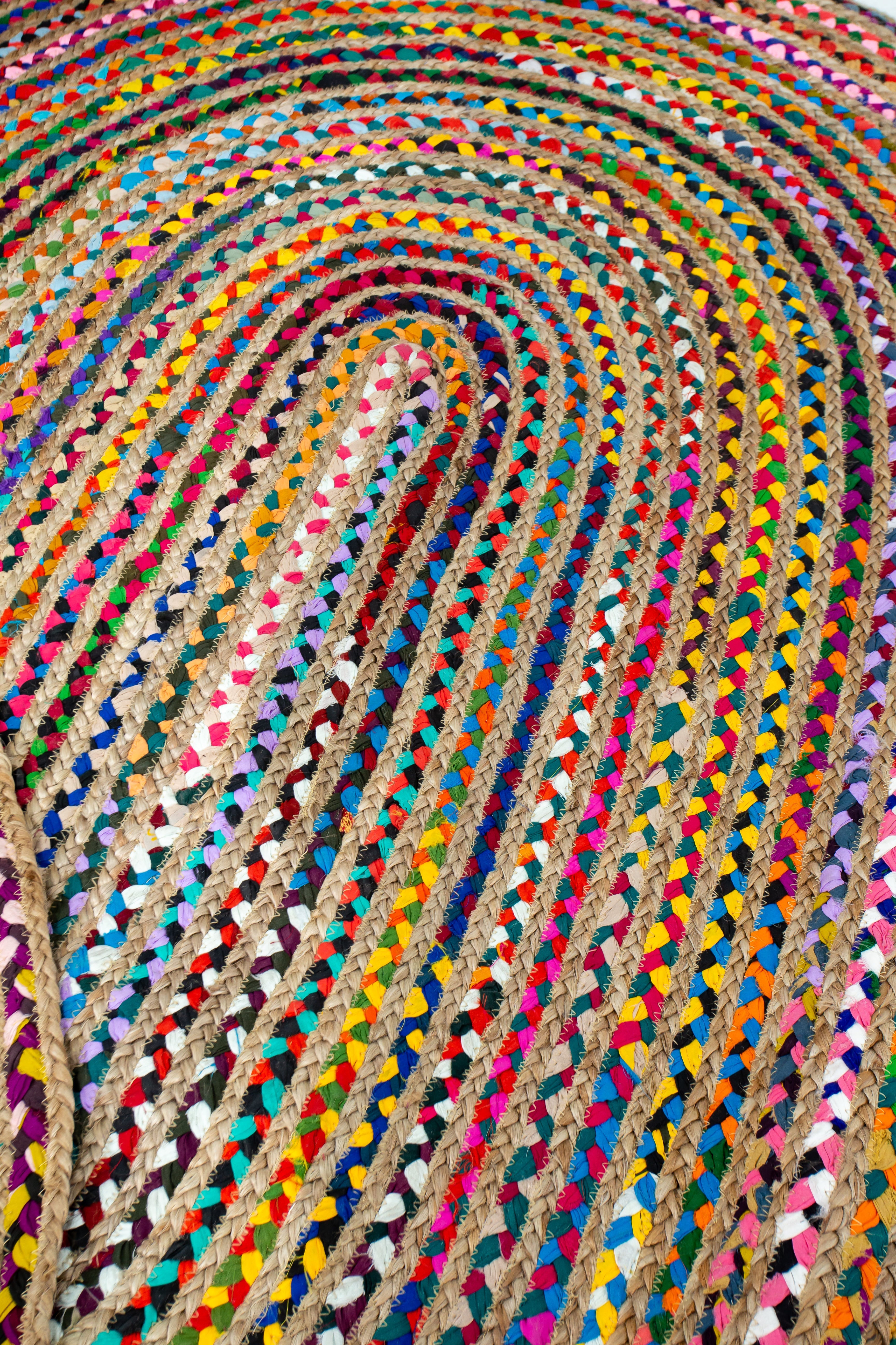 Contemporary Handmade Braided Rug - Jute and Chindi - Oval