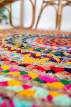 Contemporary Handmade Braided Rug - Jute and Chindi -Round