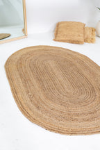 Exquisite Handwoven Braided Rug - Natural Jute - Oval