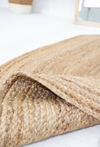 Exquisite Handwoven Braided Rug - Natural Jute - Oval