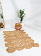 Exquisite Handwoven Braided Rug - Natural Jute - Bubble Design