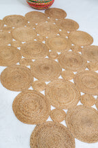 Exquisite Handwoven Braided Rug - Natural Jute - Bubble Design