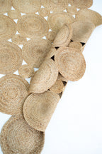 Exquisite Handwoven Braided Rug - Natural Jute - Bubble Design