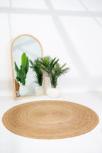 Exquisite Handwoven Braided Rug - Natural Jute - Round