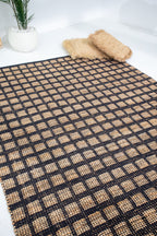 Well Crafted Handwoven Square Pattern Rug - Cotton and Jute - Rectangle