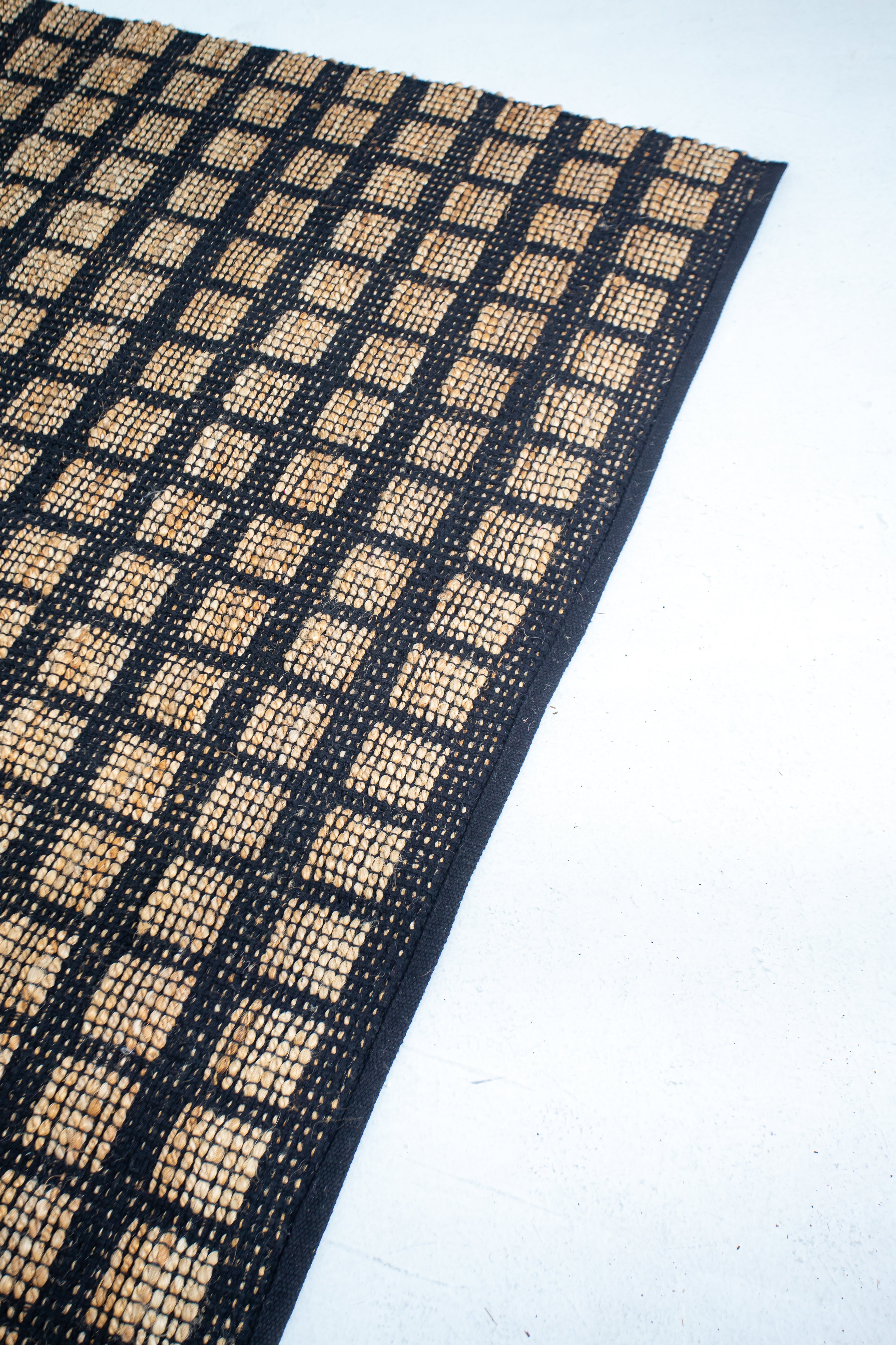Well Crafted Handwoven Square Pattern Rug - Cotton and Jute - Rectangle