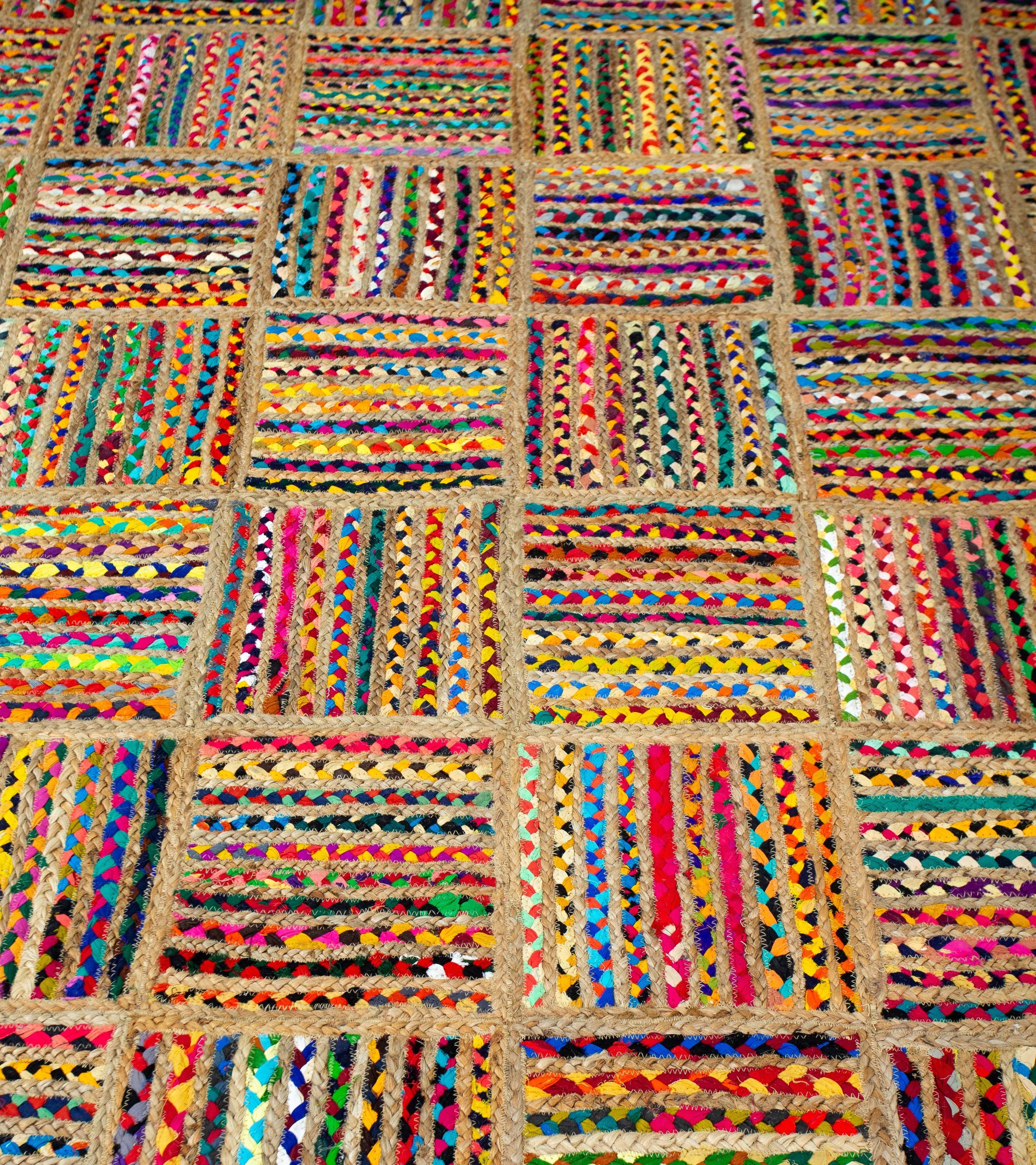 Contemporary Handmade Braided Rug - Jute and Chindi - Rectangular
