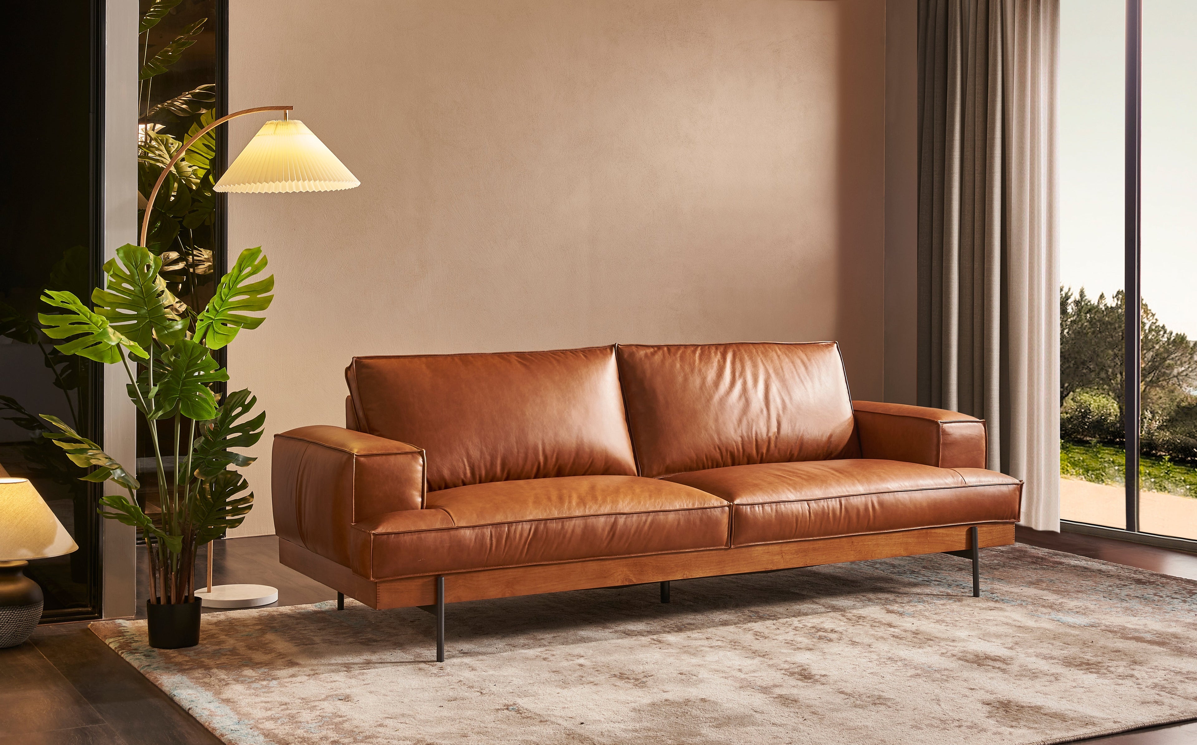 Ignis 3-seater Sofa- Full Cowhide Leather-Copper Brown